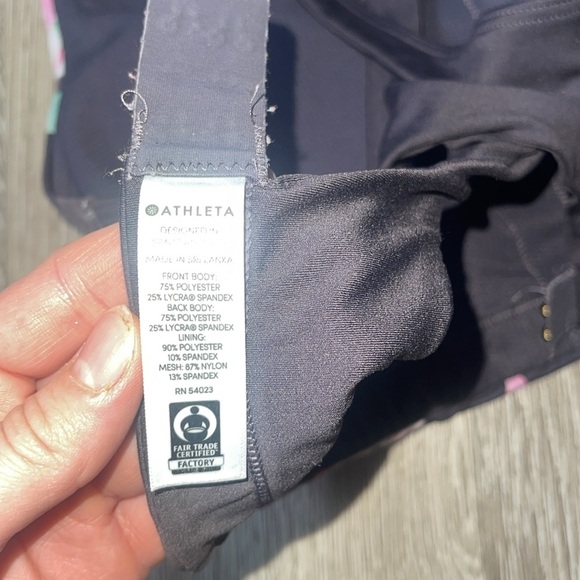 Athleta Floral Printed Blossom High Neck Sports Yoga Bra Spring Night Medium - Picture 3 of 4